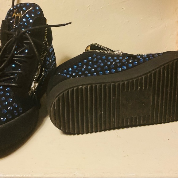 Black Sneakers with Padded Collar and Sparkling Blue Crystals - Picture 4 of 7